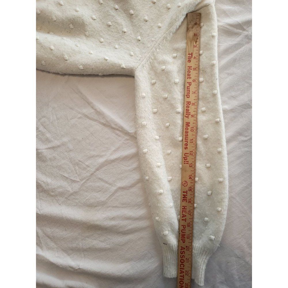 MNG Sweater Women Sz XL Crew‎ Neck White Long Sleeve Dots - Picture 4 of 6